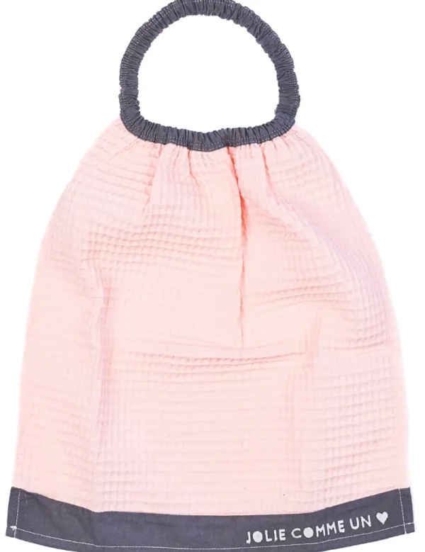 LET83700 Serviette élastiquée nid d'abeille "Jolie comme un cœur" blush/gris