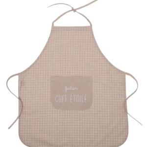 LET83700 Tablier de cuisine 3-5 ans "Futur chef étoilé" carreaux nude