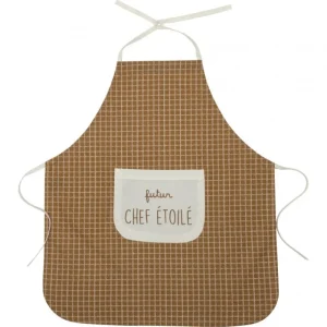 LET83700 Tablier de cuisine 3-5 ans "Futur chef étoilé" carreaux cassonade