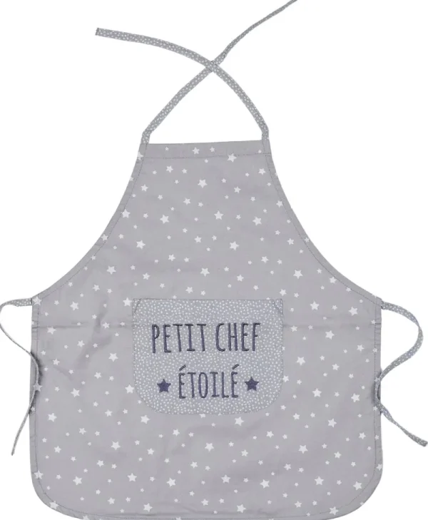 LET83700 Tablier de cuisine "Petit chef étoilé" gris/blanc