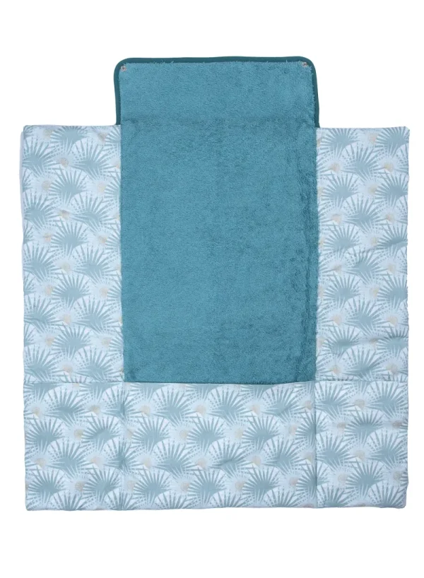 LET83700 Tapis à langer pliable avec poches imprimé palmiers / vert