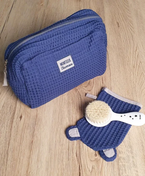 LET83700 Trousse de toilette en nid d'abeille indigo