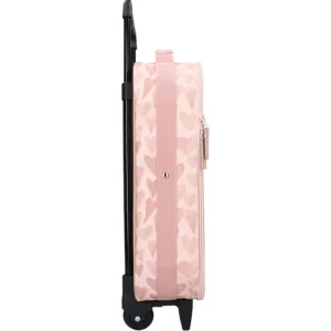 LET83700 Valise a  roulettes - enfants -cœurs rose