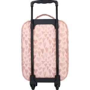 LET83700 Valise a  roulettes - enfants -cœurs rose